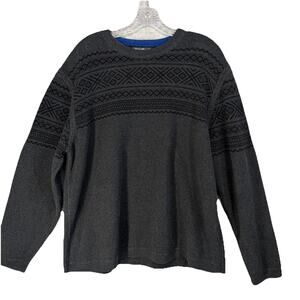 EDDIE BAUER Sweater Mens XL Fair Isle Nordic Jumper Pullover Cotton UK Gray